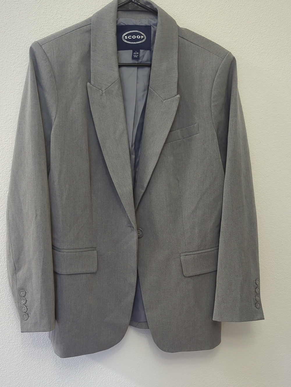 Scoop Womens Gray Single-Breasted Blazer